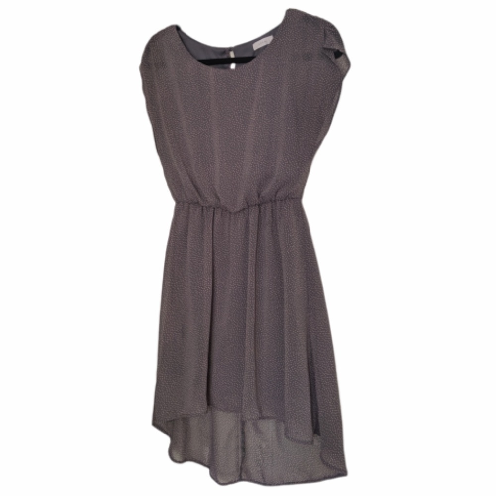 Lush Grey & Pink Polka Dot Dress - Size Medium